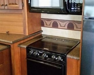 Propane stove/oven and electric microwave hood