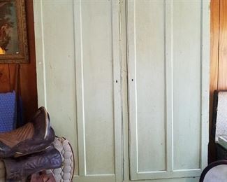 Large antique light green armoire
