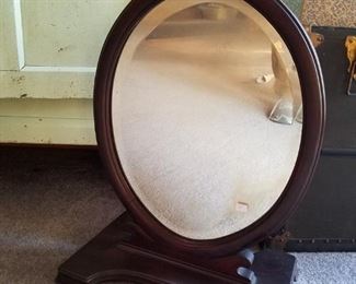 Antique oval beveled mirror