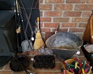 A closer look at the fireside items and two more cast iron pieces