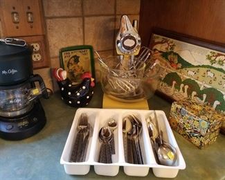 Coffee maker and mixer on stand