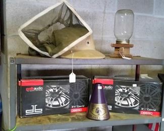 Automotive speakers and beekeeper's hat with head net
