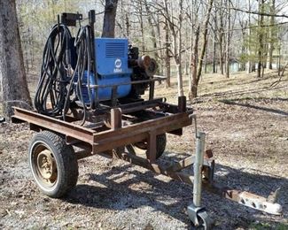Miller gas powered welder on trailer.  Electric start.