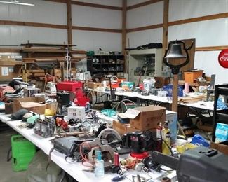Inside the large pole barn/shop