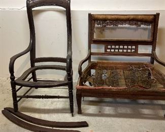Antique Chair and Loveseat
