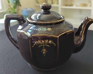 Black Hand Painted Teapot