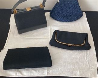 Lot Of 4 Handbags 3 Black and 1 Navy Blue