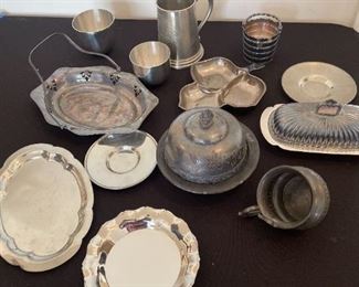Lot Of 13 Vintage Silverplate And Pewter Kitchen Pieces