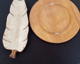 Vintage Ashtray By Treasurecraft And Wooden Plate