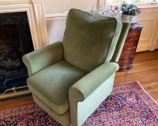 Green velvet club chairs