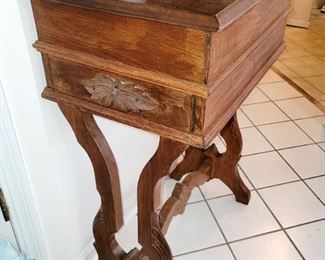 Victorian sewing stand/ end table with storage