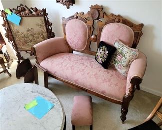 Eastlake settee - amazing! Fabric matches a few of our chairs.