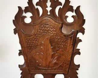 Antique carved wood wall pocket
