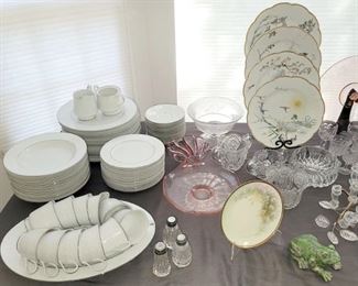 China, depression glass and crystal