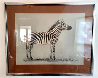 Original pastel painting of Zebra