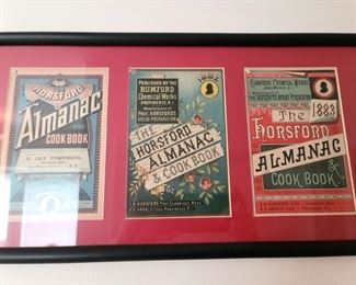 Framed 1881, 1882, 1883, 1886 Horsford Almanac Cook Books