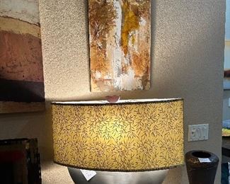 Vintage Stonegate Designs Contemporary Table Lamp, Original painting on masonite by Walter E. McCown a.k.a "Talman" (Texas 1932 - 1994)