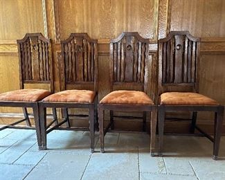 Set of 4 Mission Style Oak Dining Chairs