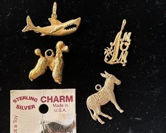 Vintage  plated and 14K charms