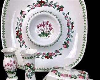 ANSM932 Portmeirion Chip Dip Platter, Butter Dish,  Vases