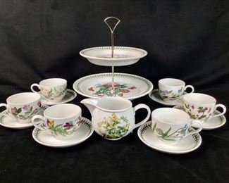 ANSM932 Portmeirion Two Tiered Serving Tray, Pitcher, Cups  Saucers