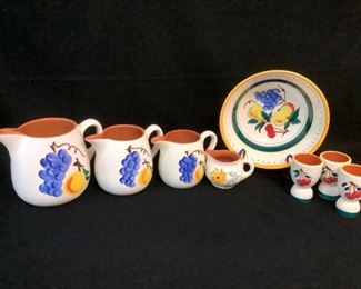 JUBE720 Stangl Pottery Pitchers, Creamer Dish, Bowl, Egg Cups