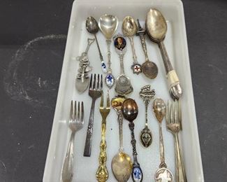 Souvenir sppons and WM Rogers spoons and more