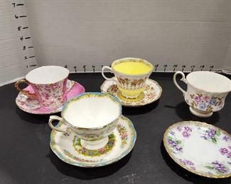 2 Royal Albert, 1 Royal Standard tea cups and saucers and more