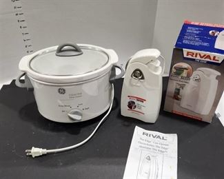 GE 3 qt slow cooker and Rival The Edge can opener (new in box)