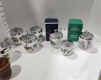 5 large-1 small Royal Worcester, 1 large Stafford egg coddlers