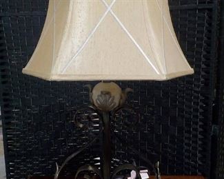 Impressive Heavy Bronze Scroll Like Table Lamp with Shade