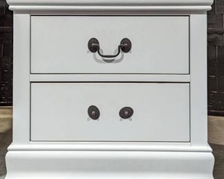 Nice Flat White 2 Drawer Nightstand