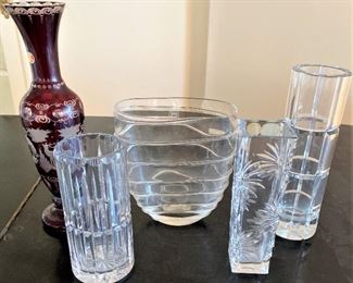 #15-Crystal Vase five-piece assortment / Lead Crystal Czech & Italian
