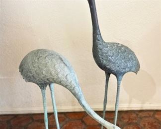#18- Two Garden Cranes / Metal w/ nice weathered patina / 39” Tall & 25” Tall
