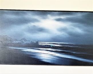 #19- Seascape Painting / Lew N. Cameron San Francisco / Acrylic on Canvas / 25” T X 49” W
