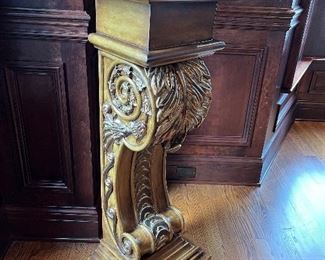 Pedestal plant stand with marble top