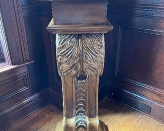 Pedestal plant stand with marble top 20" x 14" x 48"H