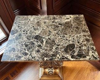 Pedestal plant stand with marble top