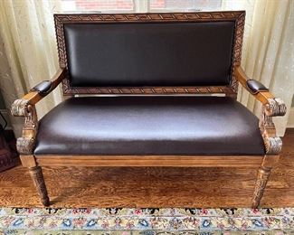 Leather/wood bench