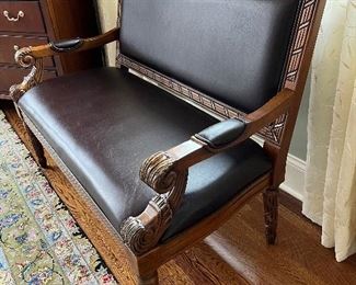 Leather/wood bench
