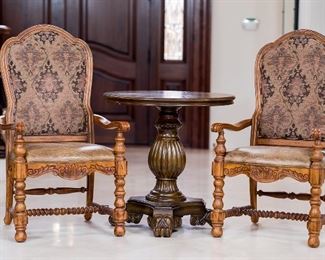 (2) Bernhardt Furniture wood/upholstered armchairs