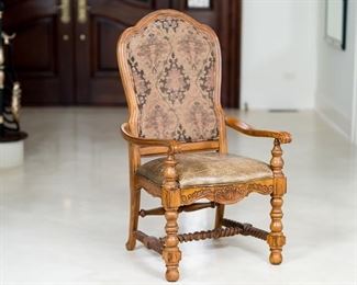 (2) Bernhardt Furniture wood/upholstered armchairs