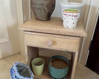 Garden pots and small nightstand