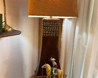 Pottery lamp, Natural Light , Mid-century Modern Lamp, vintage Roy Rogers and Trigger 