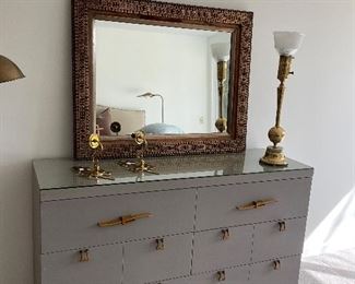 Dresser, Matching nightstand, decorative mirror