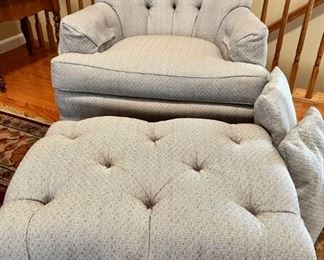 Custom covered chair and ottoman
