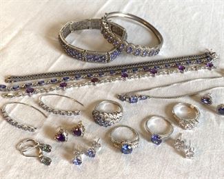 6 Bracelets, 5 Pairs Earrings, 4 Rings ALL Marked 925 Sterling Silver