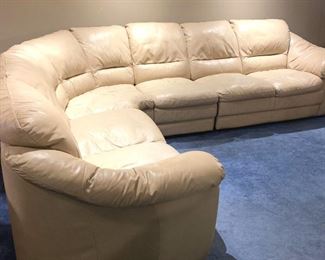 Natuzzi Cream Leather Sectional Sofa