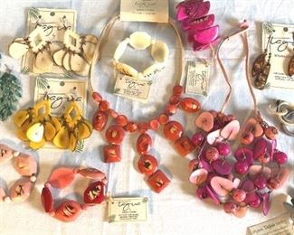 Organic Tagua Nut Jewelry Most New with Tags  2 Necklaces, 5 Bracelets, 6 Pairs of Earrings