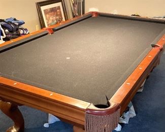 Pool Table, Picture 30x36, and Accompanying Cue Sticks